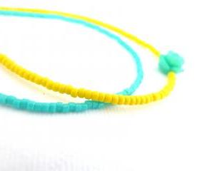 Neon Beaded Bracelets - Opaque Yellow & turquoise - Set of two miyuki delica seed beads bracelets - Minimal friendship bracelets